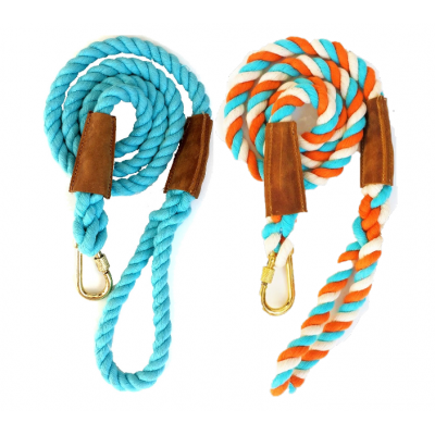 Cotton Rope Dog Leash and Genuine Leather Dog Leash